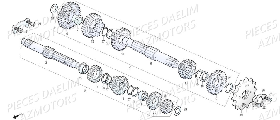 Boite A Vitesses AZMOTORS Pièces Moto DAELIM DAYSTAR 125 Euro4 (2019)
