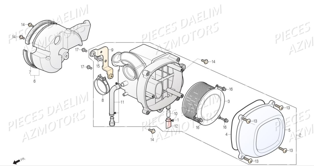 Boitier Filtre A Air AZMOTORS Pièces Moto DAELIM DAYSTAR 125 Euro4 (2019)
