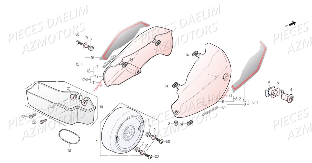 Cache Droit AZMOTORS Pièces Moto DAELIM DAYSTAR 125 Euro4 (2019)
