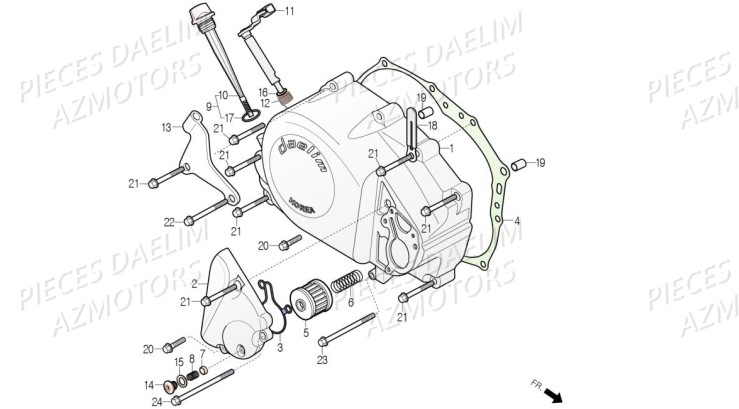 Carter Droit AZMOTORS Pièces Moto DAELIM DAYSTAR 125 Euro4 (2019)
