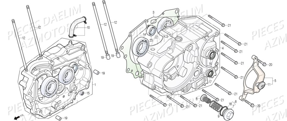 Carter Moteur Droit AZMOTORS Pièces Moto DAELIM DAYSTAR 125 Euro4 (2019)
