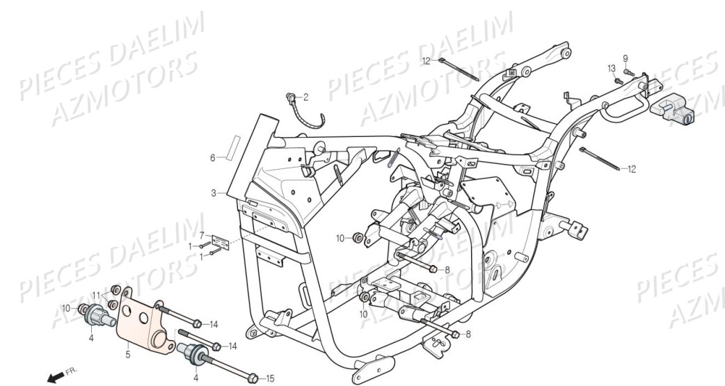 Chassis AZMOTORS Pièces Moto DAELIM DAYSTAR 125 Euro4 (2019)
