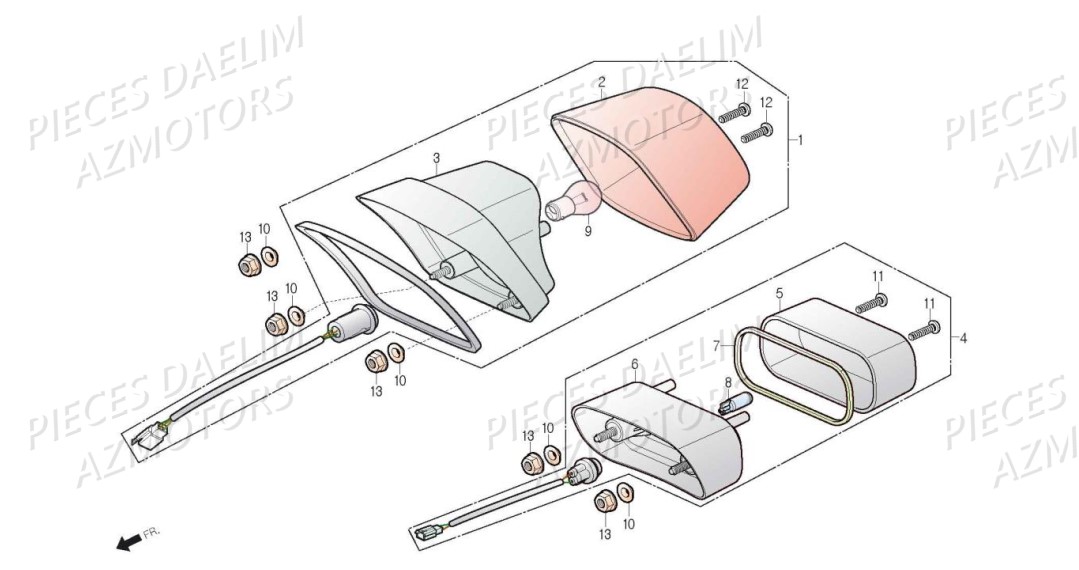 Feu Arriere AZMOTORS Pièces Moto DAELIM DAYSTAR 125 Euro4 (2019)
