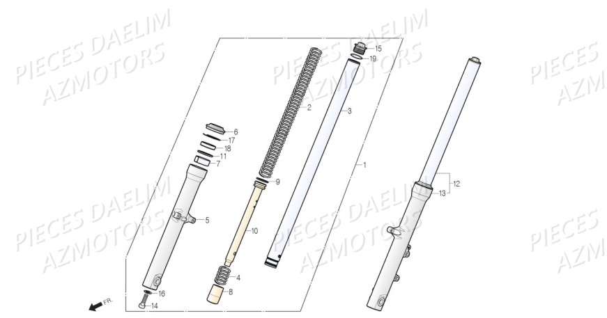 Fourche AZMOTORS Pièces Moto DAELIM DAYSTAR 125 Euro4 (2019)
