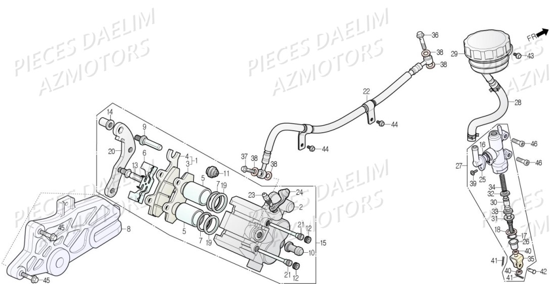 Frein Arriere AZMOTORS Pièces Moto DAELIM DAYSTAR 125 Euro4 (2019)
