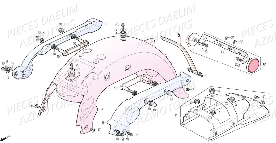 Garde Boue Arriere AZMOTORS Pièces Moto DAELIM DAYSTAR 125 Euro4 (2019)
