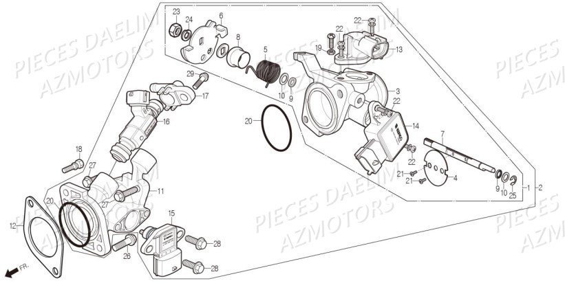 Injection Corps De Papillon AZMOTORS Pièces Moto DAELIM DAYSTAR 125 Euro4 (2019)
