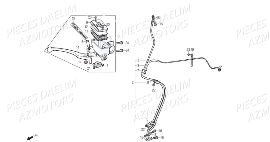 Maitre Cylilndre Levier Droit AZMOTORS Pièces Moto DAELIM DAYSTAR 125 Euro4 (2019)
