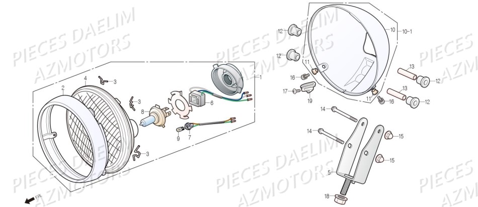 Phare AZMOTORS Pièces Moto DAELIM DAYSTAR 125 Euro4 (2019)
