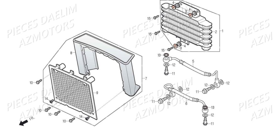 Radiateur D Huile AZMOTORS Pièces Moto DAELIM DAYSTAR 125 Euro4 (2019)
