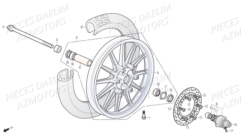 Roue Avant Noir DAELIM Pièces Moto DAELIM DAYSTAR 125 Euro4 (2019)
