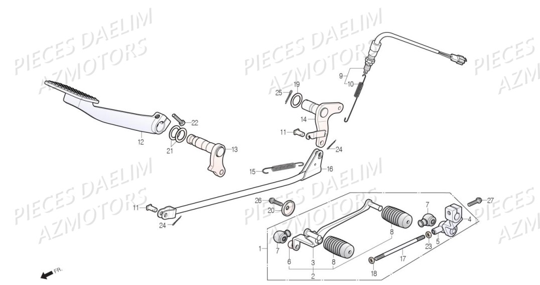 Selecteur Pedale De Frein AZMOTORS Pièces Moto DAELIM DAYSTAR 125 Euro4 (2019)
