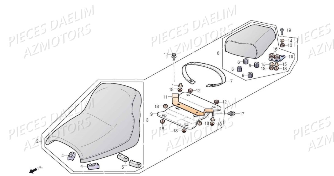 Selle AZMOTORS Pièces Moto DAELIM DAYSTAR 125 Euro4 (2019)
