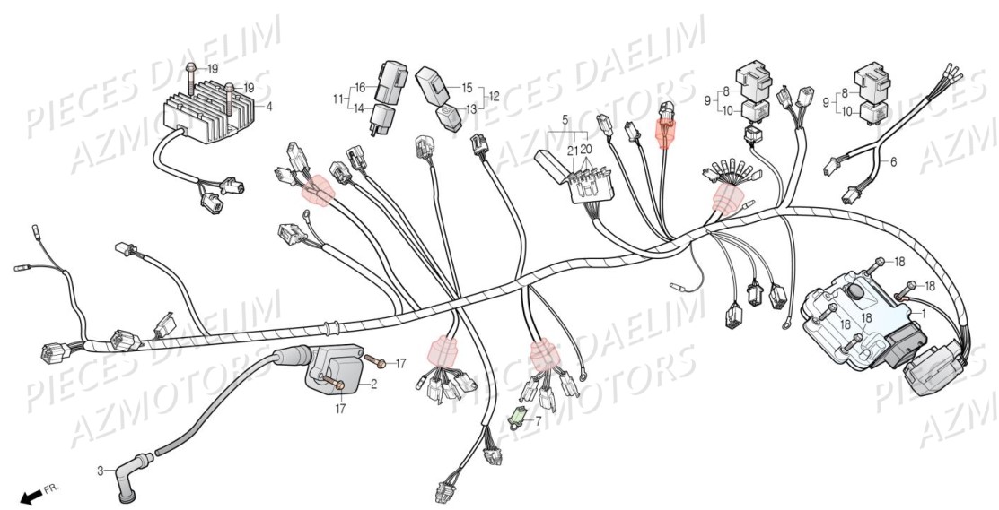 Systeme Electrique AZMOTORS Pièces Moto DAELIM DAYSTAR 125 Euro4 (2019)
