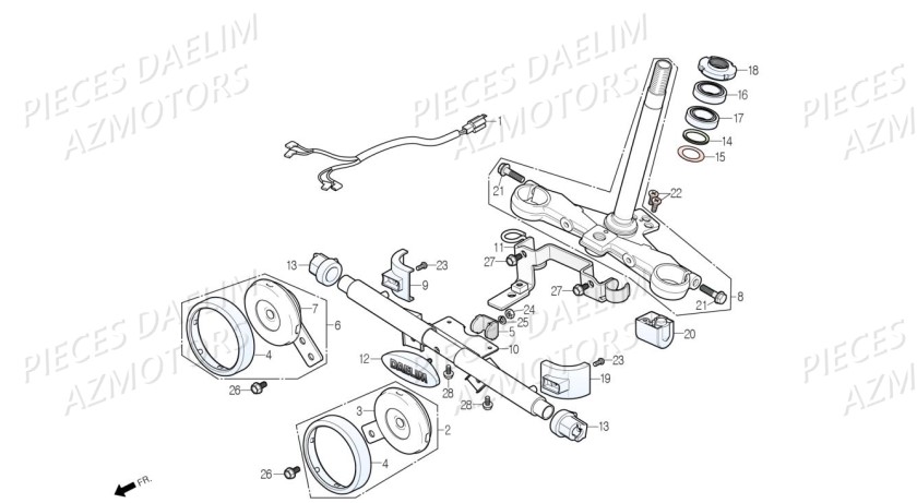 Te De Fourche AZMOTORS Pièces Moto DAELIM DAYSTAR 125 Euro4 (2019)
