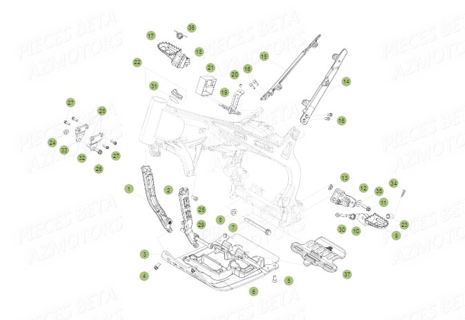 ACCESSOIRES DU CHASSIS BETA 125 EVO 2T 15