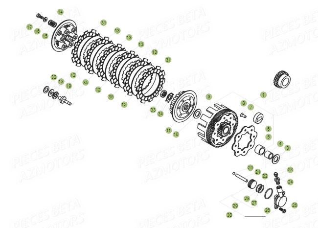 EMBRAYAGE pour 125 EVO 2T 15