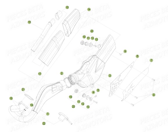 Echappement BETA Pièces BETA EVO 2T -125CC- FACTORY - (2015)