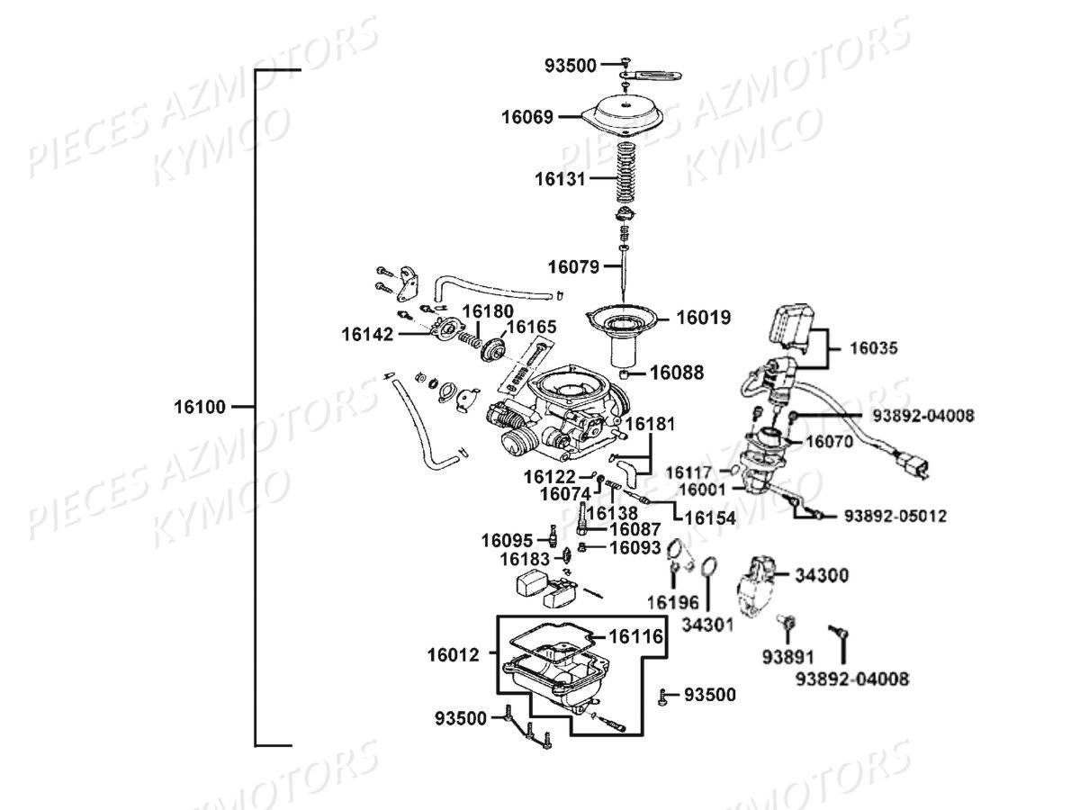 Carburation KYMCO Pièces LIKE 125 4T EURO3 (KN25AA)