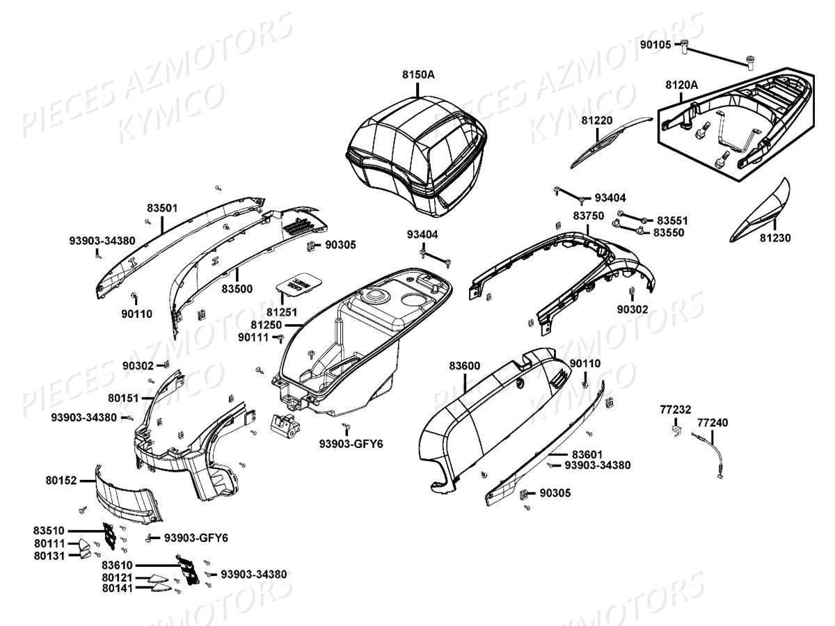 CARENAGES ARRIERE KYMCO 125 LIKE 4T EURO 3