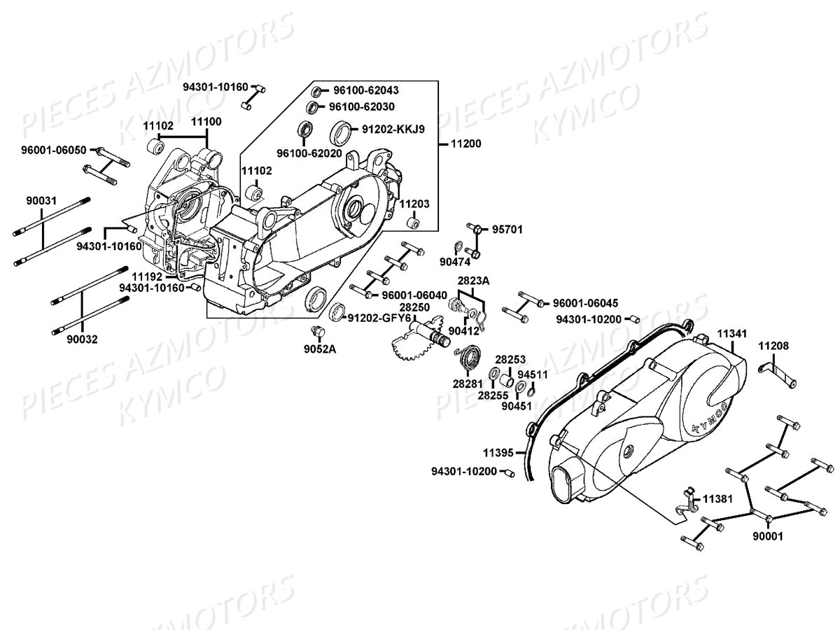 Carters Moteur KYMCO Pièces LIKE 125 4T EURO3 (KN25AA)