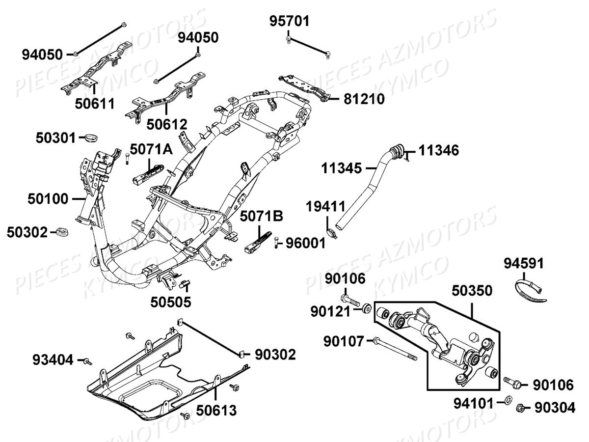 Chassis KYMCO Pièces LIKE 125 4T EURO3 (KN25AA)