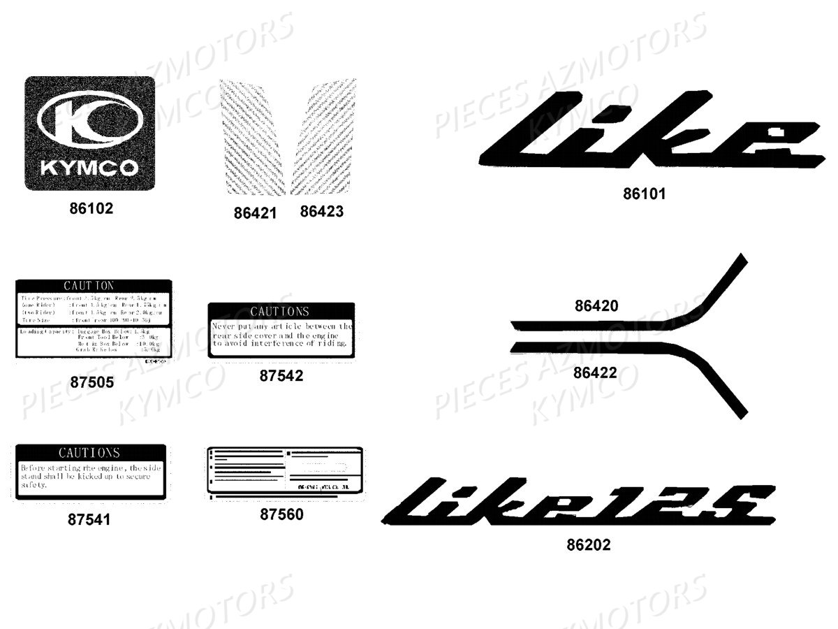 Decors KYMCO Pièces LIKE 125 4T EURO3 (KN25AA)
