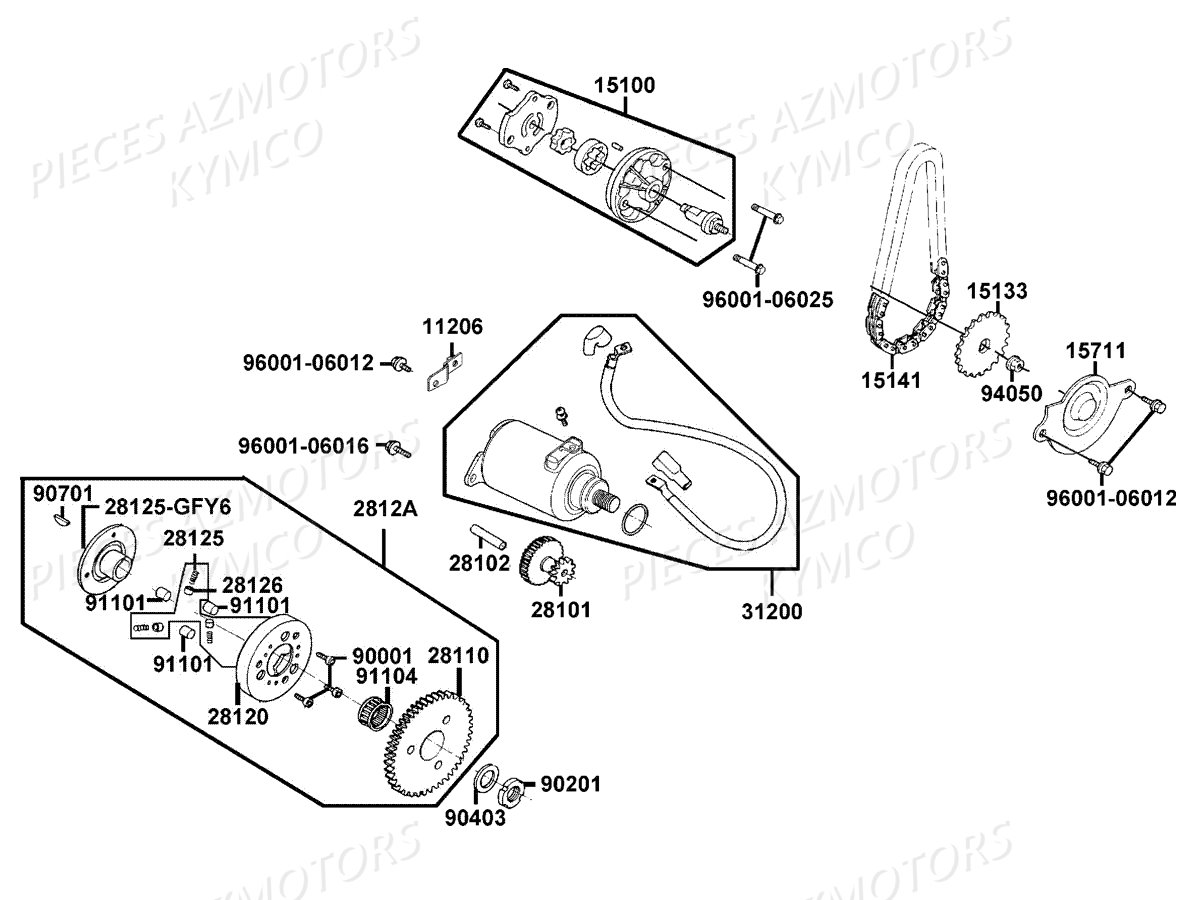 Demarreur Pompe A Huile KYMCO Pièces LIKE 125 4T EURO3 (KN25AA)