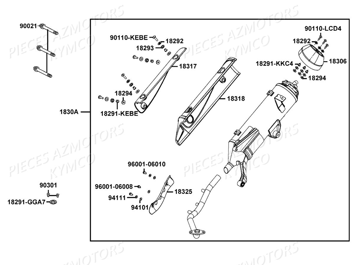 Echappement KYMCO Pièces LIKE 125 4T EURO3 (KN25AA)