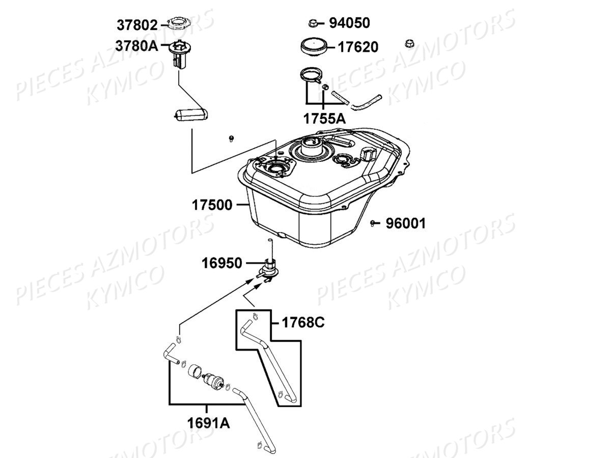 Reservoir A Carburant KYMCO Pièces LIKE 125 4T EURO3 (KN25AA)