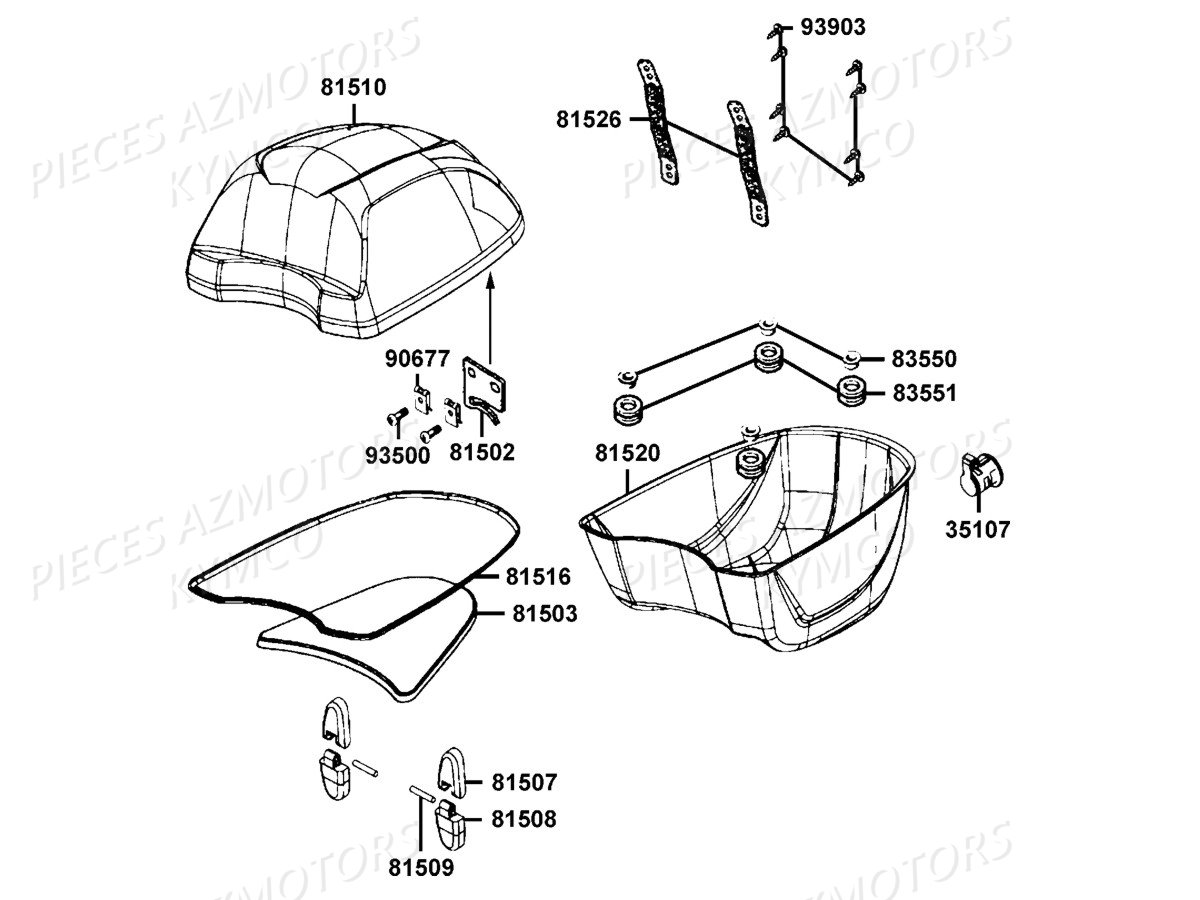 Top Case Detail KYMCO Pièces LIKE 125 4T EURO3 (KN25AA)