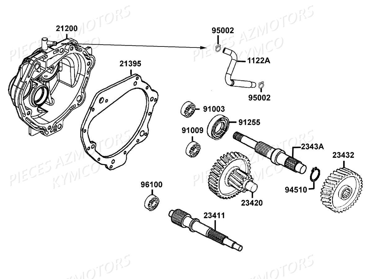 Transmission KYMCO Pièces LIKE 125 4T EURO3 (KN25AA)