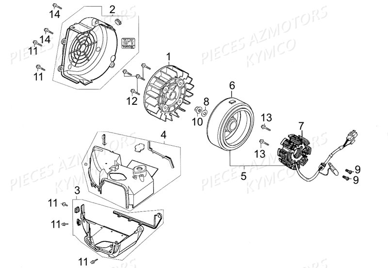 Allumage Turbine De Refroidissement KYMCO Pièces LIKE 125 LX 4T EURO III (KN25AF)