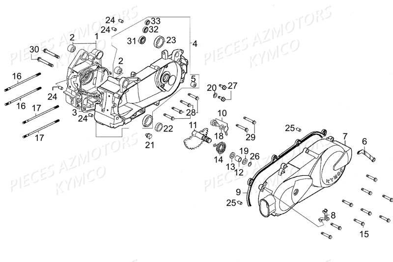 Carters Moteur KYMCO Pièces LIKE 125 LX 4T EURO III (KN25AF)