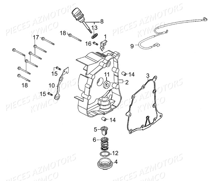 Carter Droit KYMCO Pièces LIKE 125 LX 4T EURO III (KN25AF)