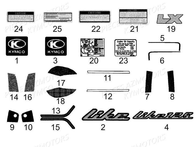 DECORS KYMCO Pièces Scooter Kymco LIKE 125 LX 4T EURO III (KN25AF)