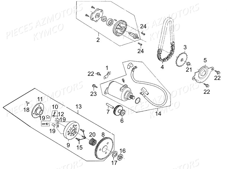 Demarreur Pompe A Huile KYMCO Pièces LIKE 125 LX 4T EURO III (KN25AF)