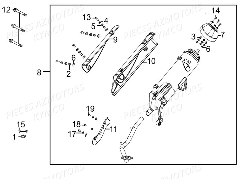 ECHAPPEMENT KYMCO Pièces Scooter Kymco LIKE 125 LX 4T EURO III (KN25AF)