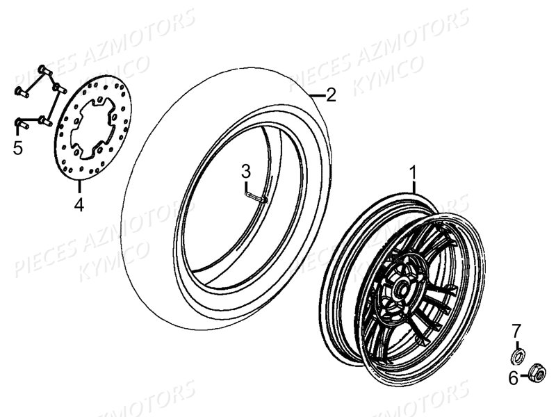Roue Arriere KYMCO Pièces LIKE 125 LX 4T EURO III (KN25AF)