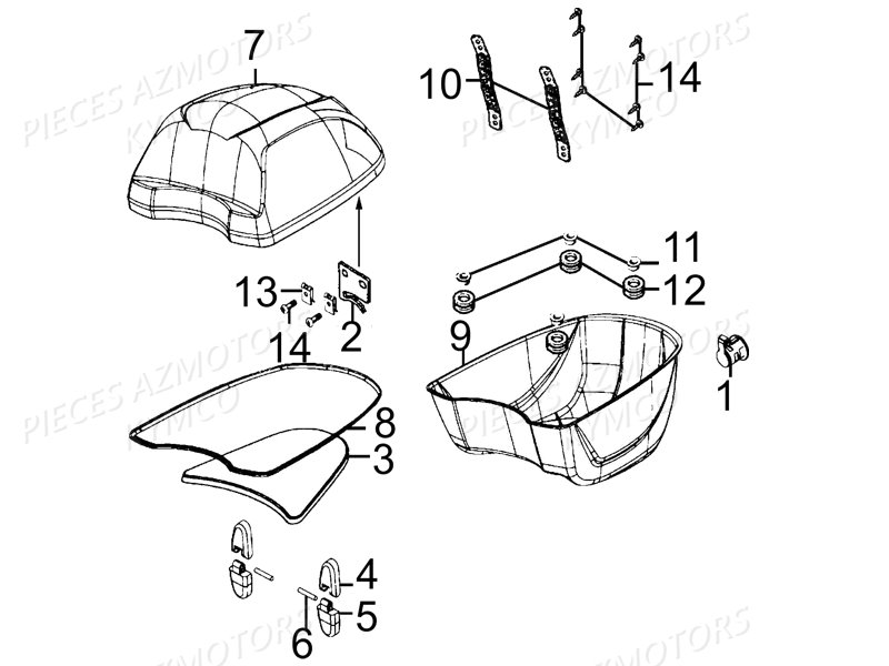 Top Case Detail KYMCO Pièces LIKE 125 LX 4T EURO III (KN25AF)