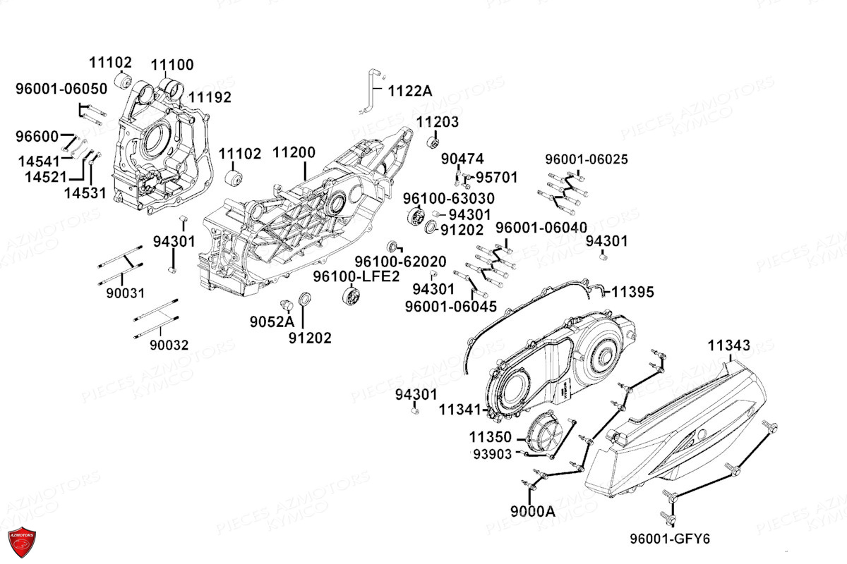 Carters Moteur KYMCO Pièces PEOPLE 125 S I ABS EURO 5 (TF25BB)