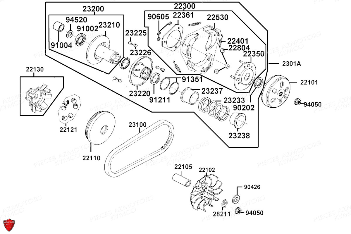 Variateur Embrayage KYMCO Pièces PEOPLE 125 S I ABS EURO 5 (TF25BB)
