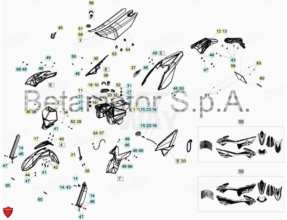 PROTECTION TIGE - KIT BLACK RR BETA pour CARENAGES-RESERVOIR-SELLE de 125 RR 4T LC MY18 CBS