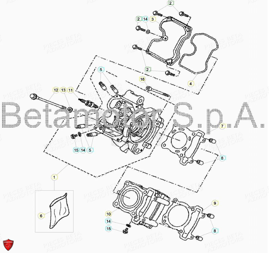 Cylindre Culasse BETA Pièces Beta ENDURO RR 125 4T LC CBS - 2018