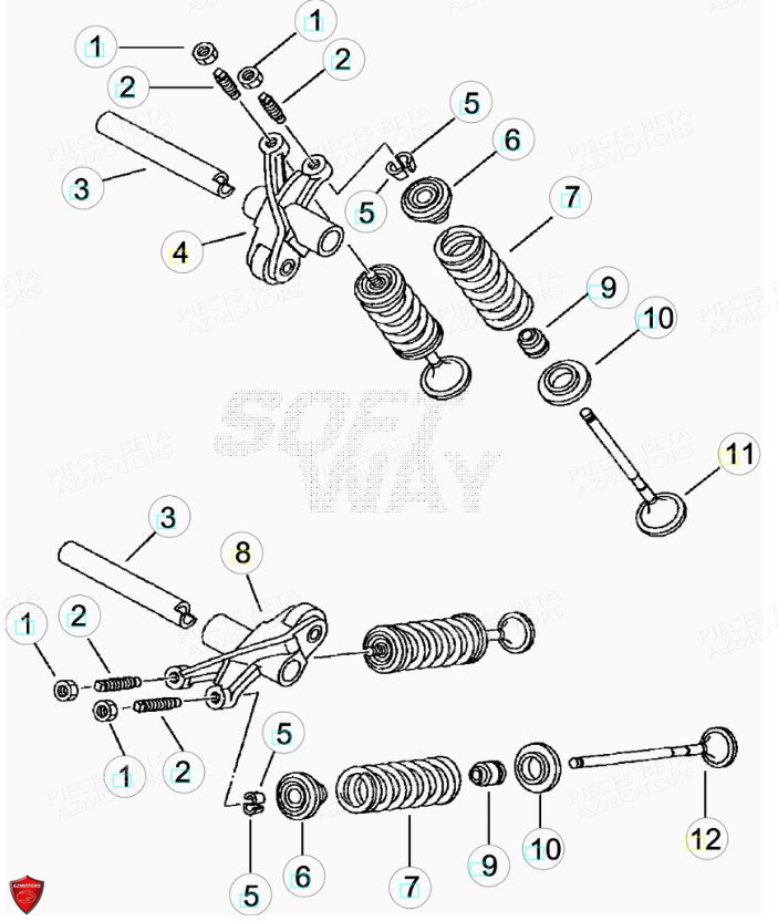 Cylindre Culasse Soupapes BETA Pièces Beta ENDURO RR 125 4T LC CBS - 2018