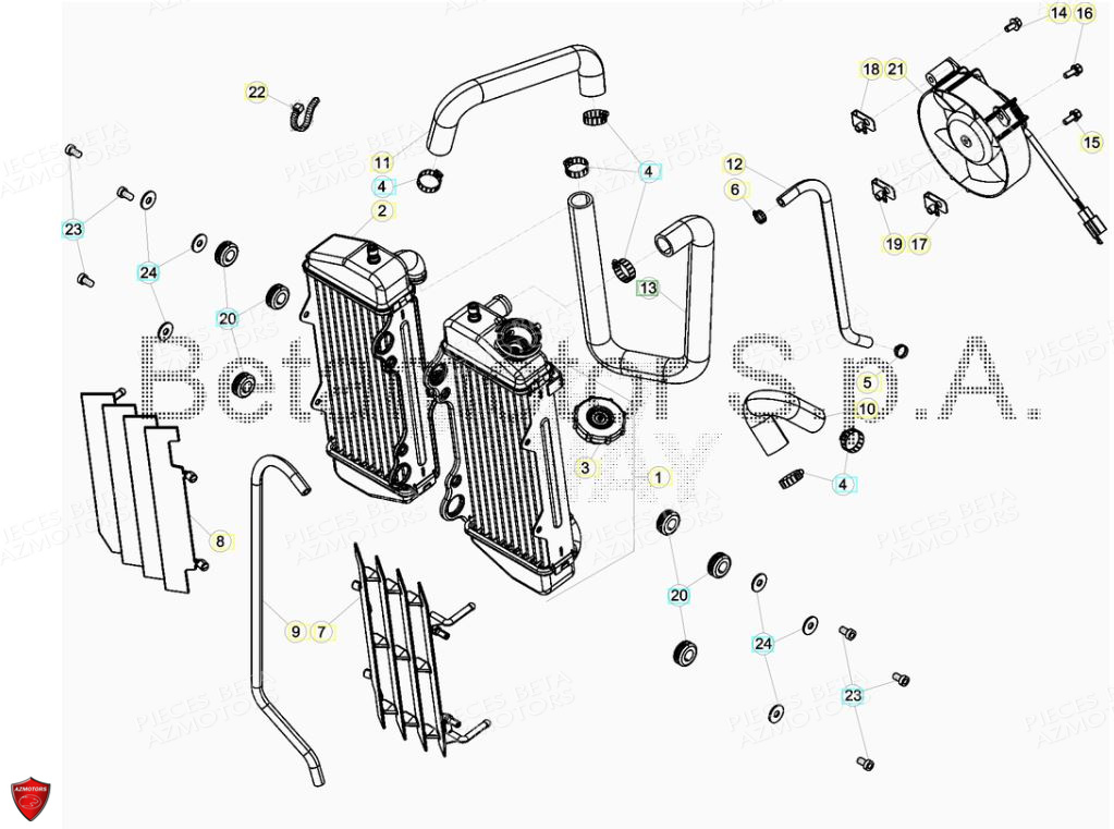 Radiateur Installation De Refroidissement BETA Pièces Beta ENDURO RR 125 4T LC CBS - 2018