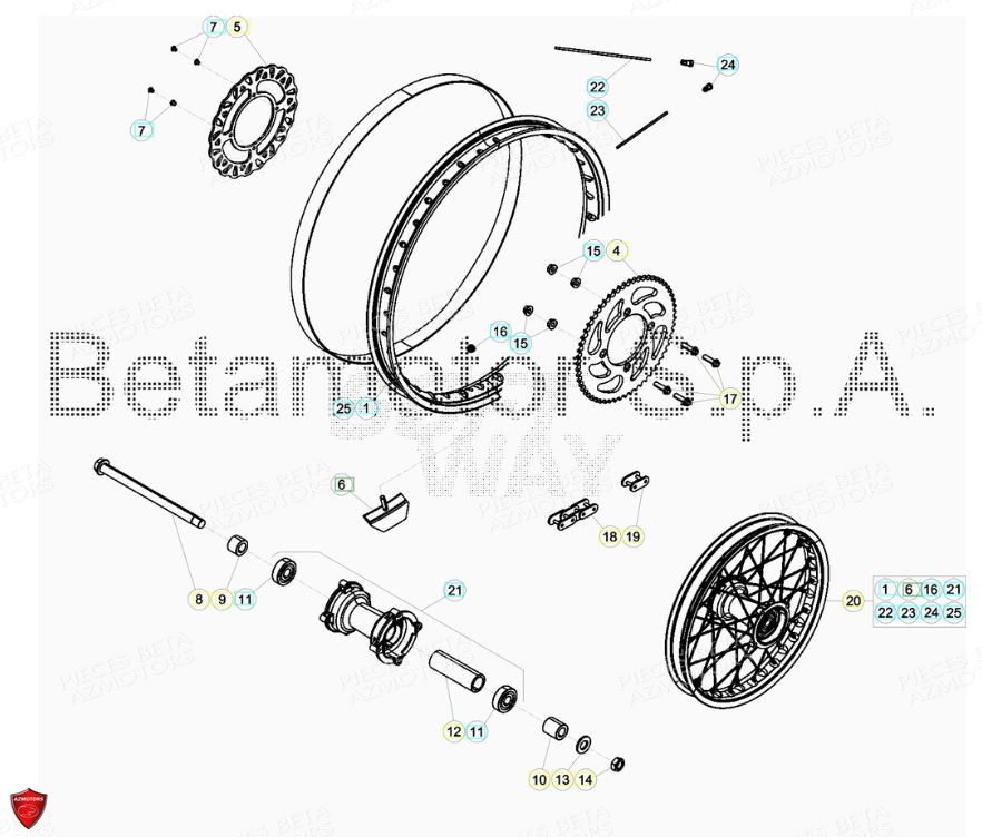 Roue Arriere BETA Pièces Beta ENDURO RR 125 4T LC CBS - 2018