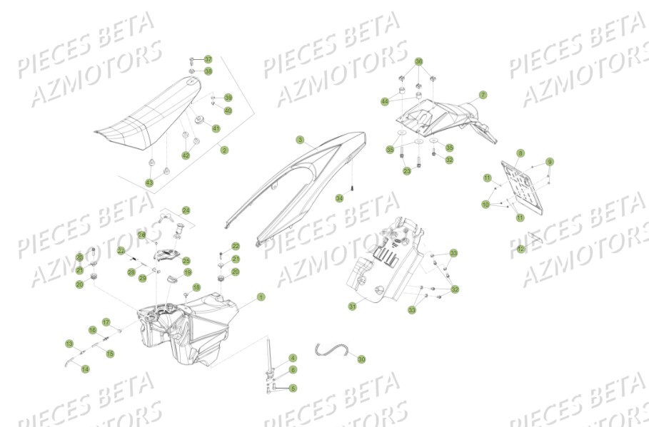 CARENAGES_RESERVOIR_SELLE BETA Pièces Beta RR 125 AC Enduro 4T - 2016