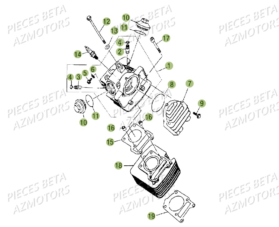 Culasse BETA Pièces Beta RR 125 AC Enduro 4T - 2016  