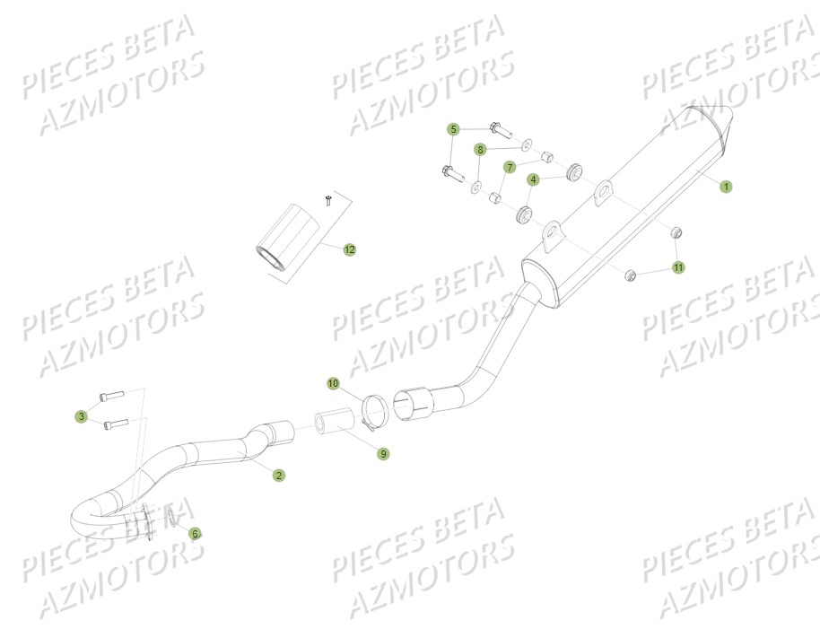 Echappement BETA Pièces Beta RR 125 AC Enduro 4T - 2016  